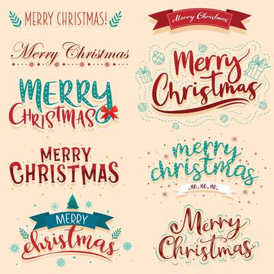 Merry Christmas Lettering Design Set.