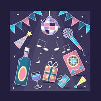 gran paquete de elementos vectoriales aislados para la decoración y calibración de la fiesta de cumpleaños, ilustración de icono de vector plano colorido