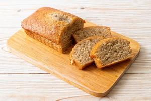 Homemade banana bread sliced photo