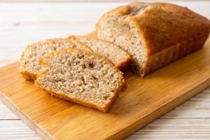 Homemade banana bread sliced photo