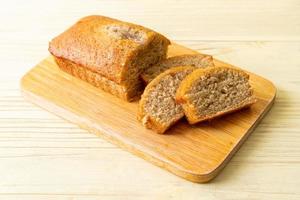 Homemade banana bread sliced photo