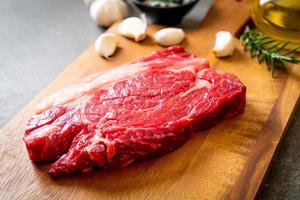 Fresh raw beef steak or raw meat photo