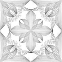 patrón lineal floral transparente abstracto. adorno de línea árabe con formas de flores. patrón de mosaico de oriente floral con líneas negras. adorno asiático. remolino geométrico doodle textura vector