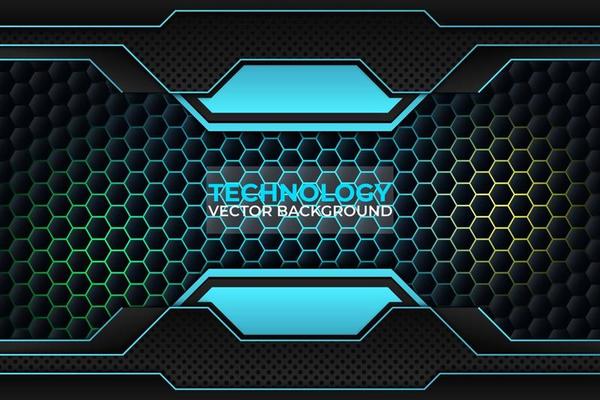 Black and blue background design, technology corporate business template.