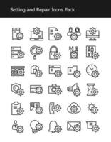 setting and repair simple line icon pack vector