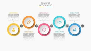 Iconos infográficos de la línea de tiempo de visualización de datos comerciales diseñados para la plantilla de fondo abstracto vector