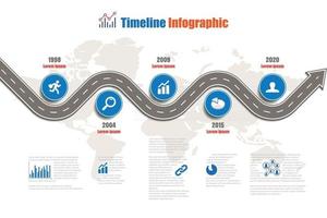 Mapa de señales de tráfico de negocios infografía de línea de tiempo diseñada para plantilla de fondo abstracto elemento de hito diagrama moderno tecnología de proceso marketing digital presentación de datos gráfico ilustración vectorial vector