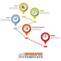 Diseño de punteros infográficos de línea de tiempo de hoja de ruta de negocios para plantilla de fondo abstracto elemento de hito diagrama moderno tecnología de proceso marketing digital presentación de datos gráfico ilustración vectorial vector