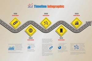 Mapa de señales de tráfico de negocios infografía de línea de tiempo diseñada para plantilla de fondo abstracto elemento de hito diagrama moderno tecnología de proceso marketing digital presentación de datos gráfico ilustración vectorial vector