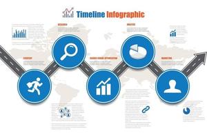 Mapa de señales de tráfico de negocios infografía de línea de tiempo diseñada para plantilla de fondo abstracto elemento de hito diagrama moderno tecnología de proceso marketing digital presentación de datos gráfico ilustración vectorial vector