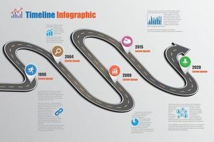 Plantilla de infografía de línea de tiempo de hoja de ruta de negocios con punteros diseñados para hito de fondo abstracto tecnología de proceso de diagrama moderno ilustración de vector de gráfico de presentación de datos de marketing digital