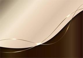 Abstract elegant shiny brown curved shape with golden wave line background luxury style vector