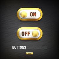 Switch on and off button vector color gold