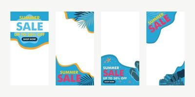 Flat summer stories post collection Vector