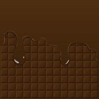 Dark chocolate pattern and dripping chocolate, vector illustration