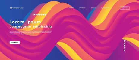 Dynamic 3d Fluid Shapes Website Landing Page. vector