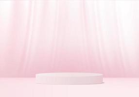 Escena mínima abstracta del producto de la exhibición 3d con la plataforma geométrica del podio. cilindro de fondo vector renderizado 3d con podio. representan productos cosméticos. escaparate del escenario en el pedestal 3d estudio rosa