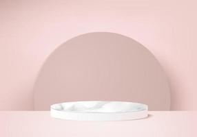 3d display product abstract minimal scene with geometric podium platform. cylinder background vector 3d rendering with podium. stand for cosmetic products. Stage showcase on pedestal 3d pink studio