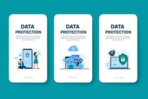 Ilustración de concepto en línea de seguridad de datos personales y seguridad de datos cibernéticos vector