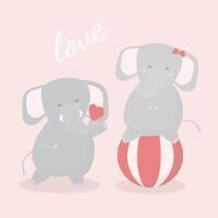 Diseño de ilustración vectorial con pareja de elefantes de dibujos animados lindo vector