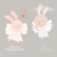 Vector illustration design cartoon rabbit lover cupid