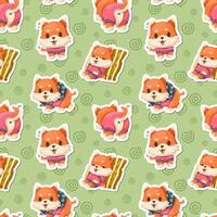 seamless pattern with kitten cartoon character vector