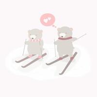 Lovely teddy bear lover cute animals romantic couples in love vector