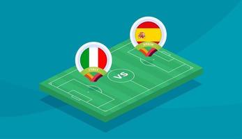 Italia vs España partido ilustración vectorial campeonato de fútbol 2020 vector