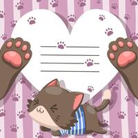 Little cat with paw and heart cartoon character vector