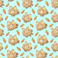 Seamless Cute rabbit and Easter eggs collection background vector