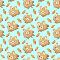 Seamless Cute rabbit and Easter eggs collection background vector