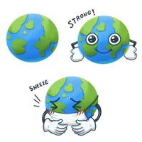 bundle the earth in cartoon characters strong and sick vector