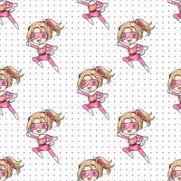 seamless pattern cute girl cartoon characters collection vector