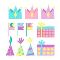 Big bundle of isolated vector elements for birthday party decoration