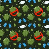 seamless corona virus graphic doodle cartoon characters vector