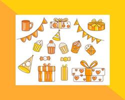 Big bundle of isolated vector elements for birthday party decoration