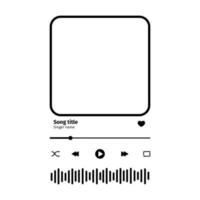Music player interface with buttoms, loading bar, sound wave sign and frame for album photo. Trendy song plaque, template for romantic gift vector