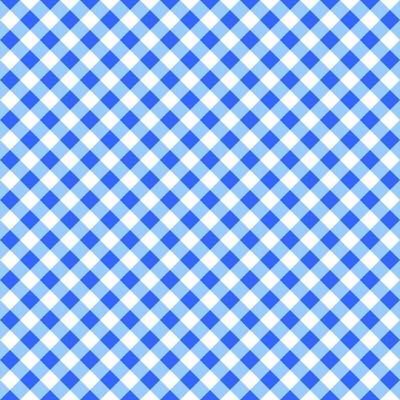 Diagonal blue and white gingham seamless pattern. Checkered texture for picnic blanket, table cloth, plaid, clothes. Italian style overlay, fabric geometric background