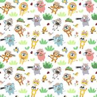 A set of big Isolated Vector animal adventure traveling illustration, hand drawn style, hiking and camping concept with traveling elements on white background.