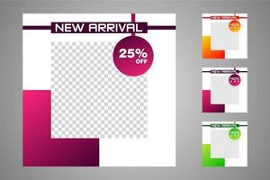 New set of editable minimal banner templates. Suitable for social media posts and web or internet ads. Vector illustration with photo college.