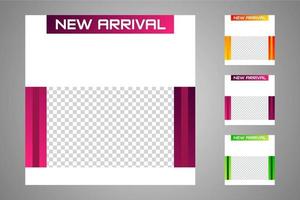 New set of editable minimal banner templates. Suitable for social media posts and web or internet ads. Vector illustration with photo college.