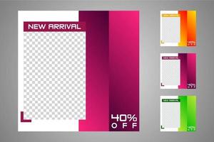 New set of editable minimal banner templates. Suitable for social media posts and web or internet ads. Vector illustration with photo college.