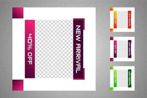 New set of editable minimal banner templates. Suitable for social media posts and web or internet ads. Vector illustration with photo college.