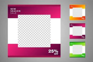 New set of editable minimal banner templates. Suitable for social media posts and web or internet ads. Vector illustration with photo college.