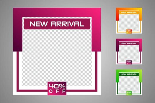 New set of editable minimal banner templates. Suitable for social media posts and web or internet ads. Vector illustration with photo college.