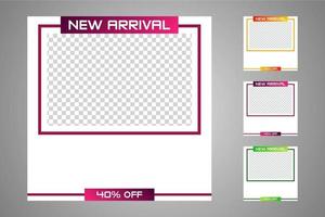 New set of editable minimal banner templates. Suitable for social media posts and web or internet ads. Vector illustration with photo college.