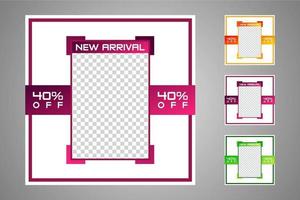 New set of editable minimal banner templates. Suitable for social media posts and web or internet ads. Vector illustration with photo college.