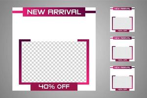 New set of editable minimal banner templates. Suitable for social media posts and web or internet ads. Vector illustration with photo college.