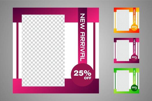 New set of editable minimal banner templates. Suitable for social media posts and web or internet ads. Vector illustration with photo college.