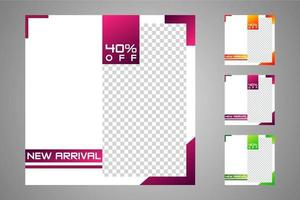 New set of editable minimal banner templates. Suitable for social media posts and web or internet ads. Vector illustration with photo college.